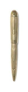 Group of 4 Wahl-Eversharp Skyline writing instruments: 14K gold-filled Chevron fountain pen and mechanical pencil set * brown striped c